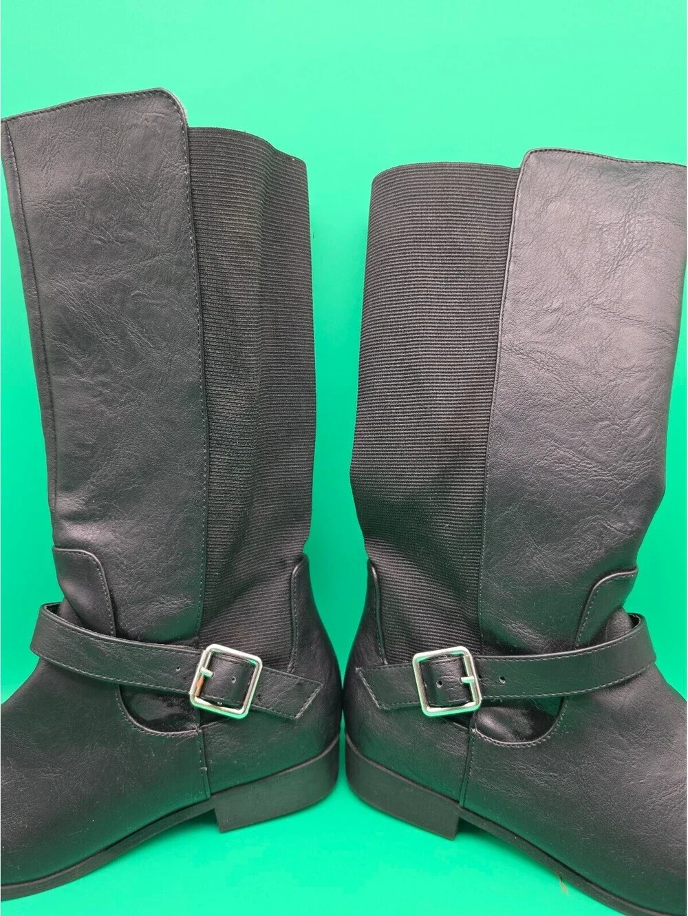 XOXO Elevation Women's Black Knee High Riding Boots Buckle Zip Size 5M 2019
